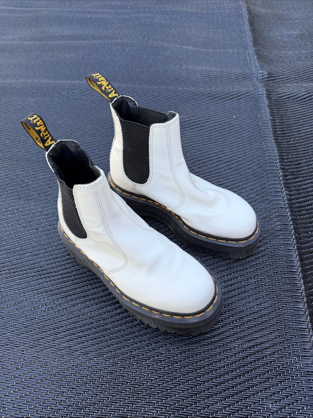 Dr Martens White Chelsea Platform Boots
